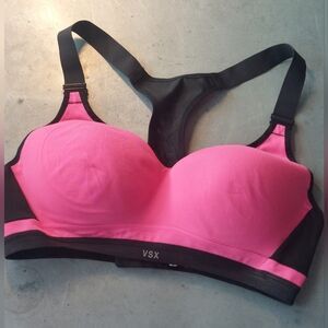VSX Vibrant Pink and Black Sports Bra Victorias Secret Sport 38C